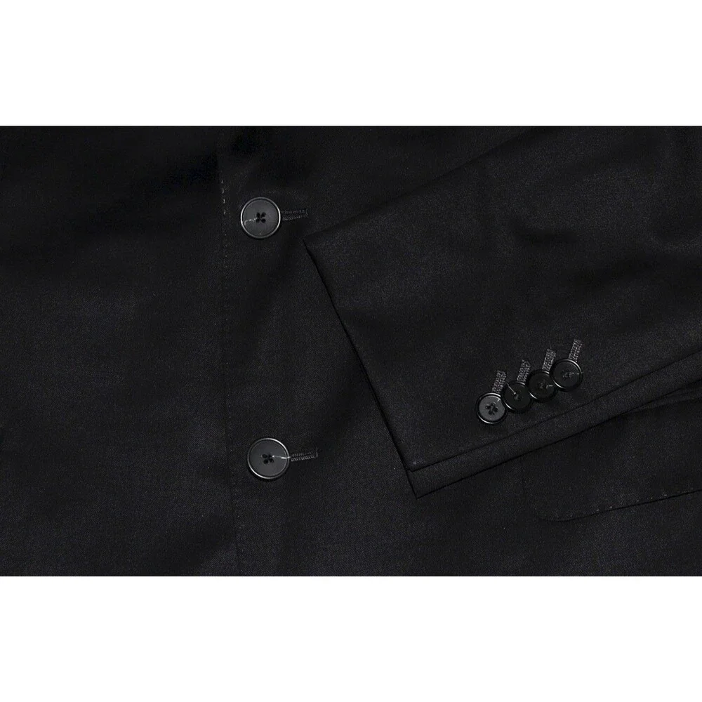 Z Zegna Drop 8 Wool Mens Duel Vent Two Button Double Vent Black Blazer Size 52 R